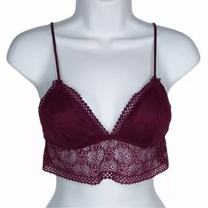 Victoria's Secret Lace Bralette Size Medium Aubergine Padded NWOT